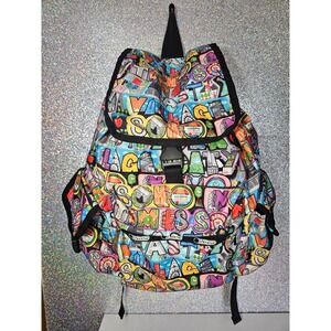 LeSportsac Voyager Backpack City Landmark Graphic Print Rainbow Colorful Bag